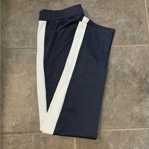 Tory Burch Sport Navy & White stripped casual joggers Small w ankle zippers - Picture 6 of 11